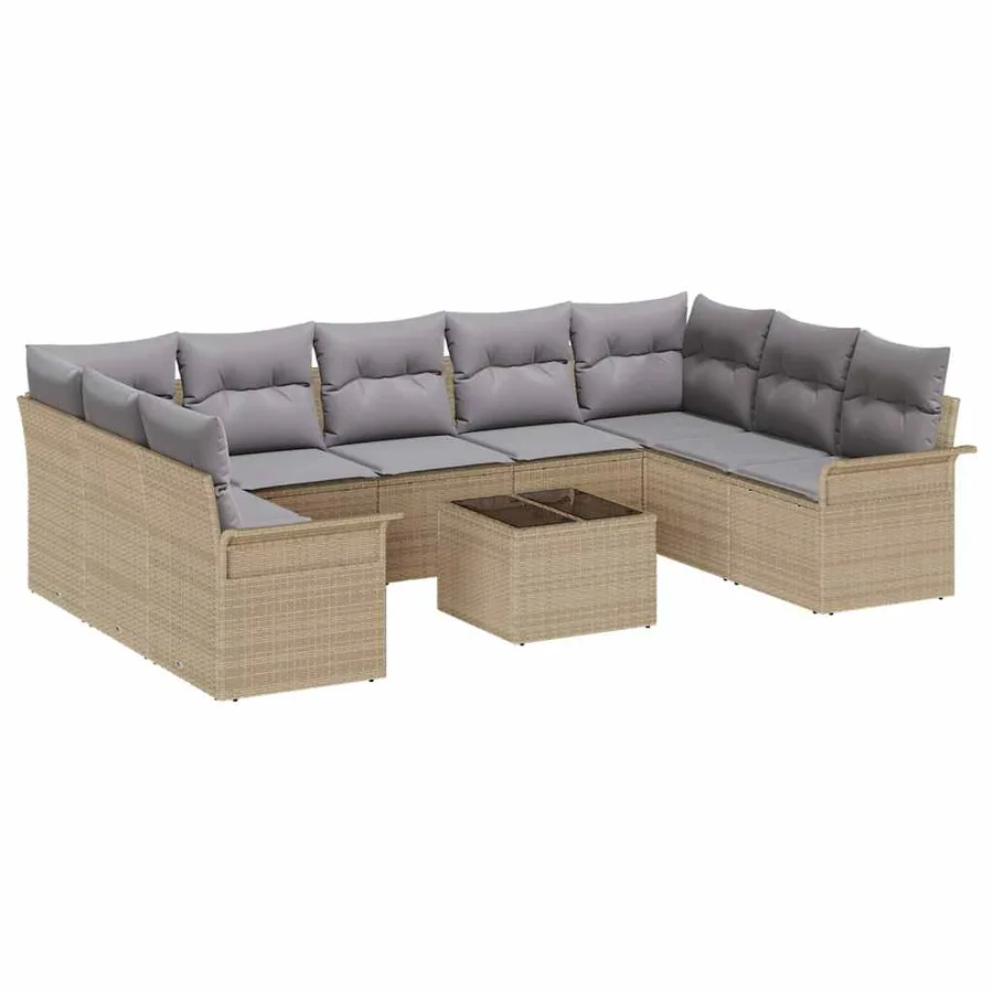 Ensemble de canapé de jardin 10 pcs Noir polyrotin - 2