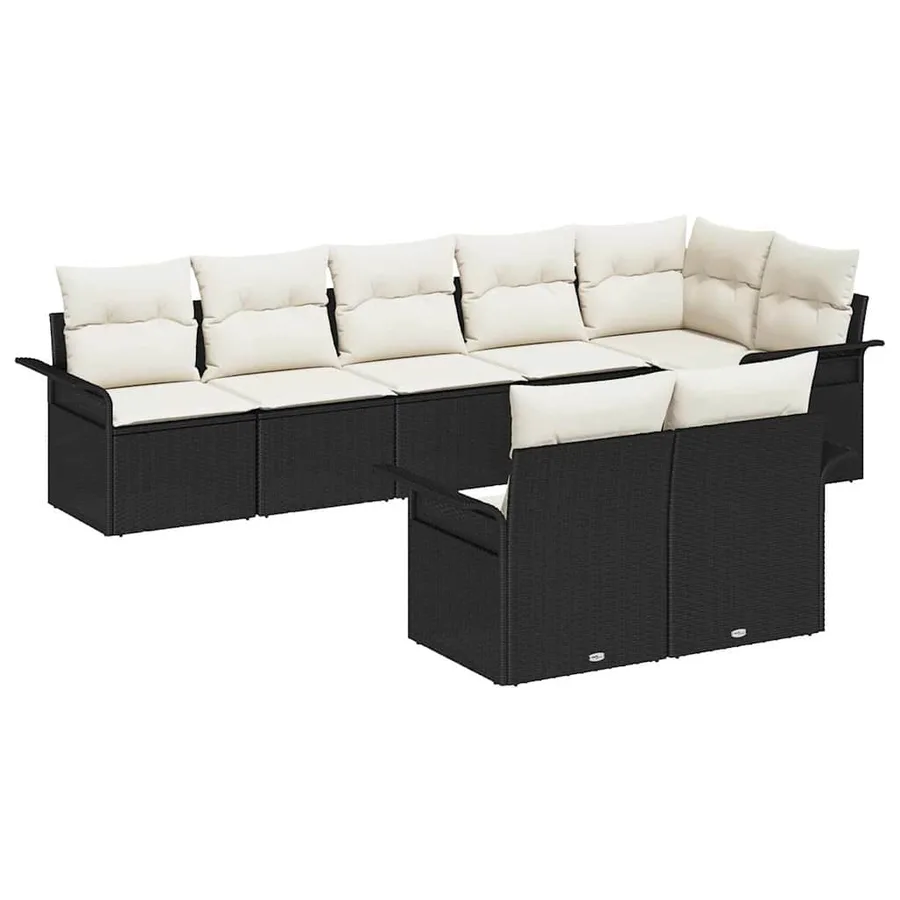 Ensemble de canapé de jardin avec coussin 8 pcs Noir polyrotin - 2