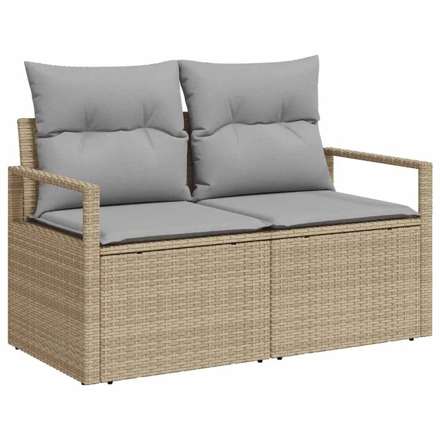 Ensemble de canapé de jardin 5 pcs Beige polyrotin - 4