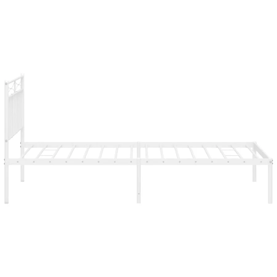 Cadre de lit métal sans matelas et tête de lit blanc 107x203 cm - 6