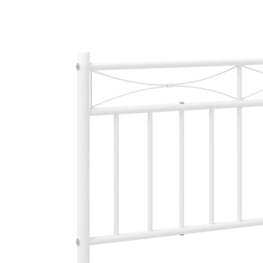 Cadre de lit métal sans matelas et tête de lit blanc 107x203 cm - 8