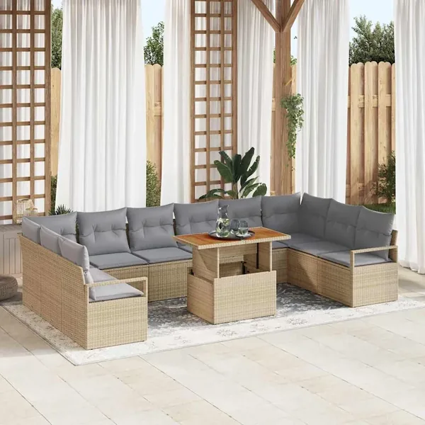 Ensemble de canapé de jardin 11 pc 10-Nombre de places