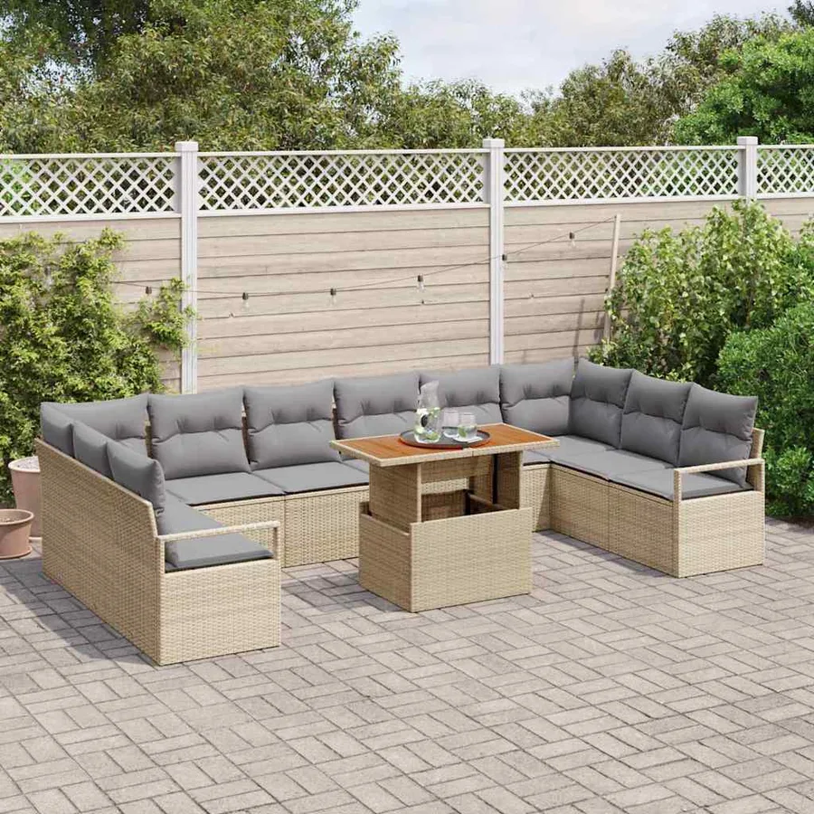 Ensemble de canapé de jardin 11 pc 10-Nombre de places - 3