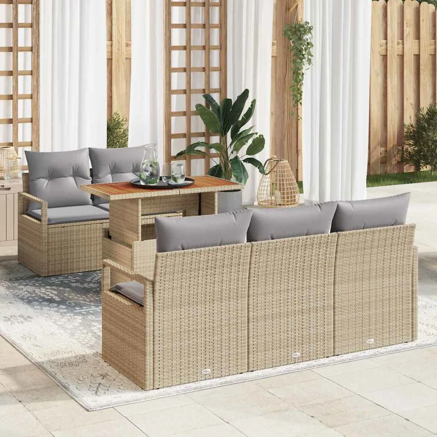 Ensemble de canapé de jardin 6 pcs beige et gris clair