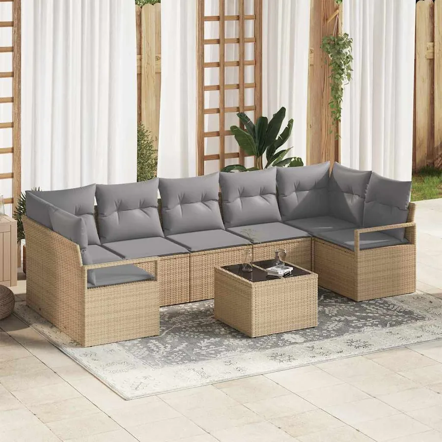 Ensemble de Canapés 8 pcs Beige et gris polyrotin