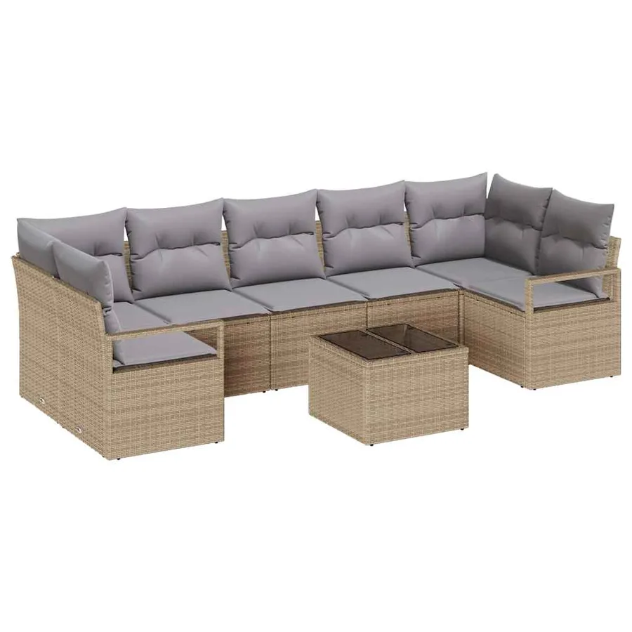 Ensemble de Canapés 8 pcs Beige et gris polyrotin - 2