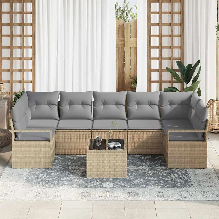 Ensemble de Canapés 8 pcs Beige et gris polyrotin - 3