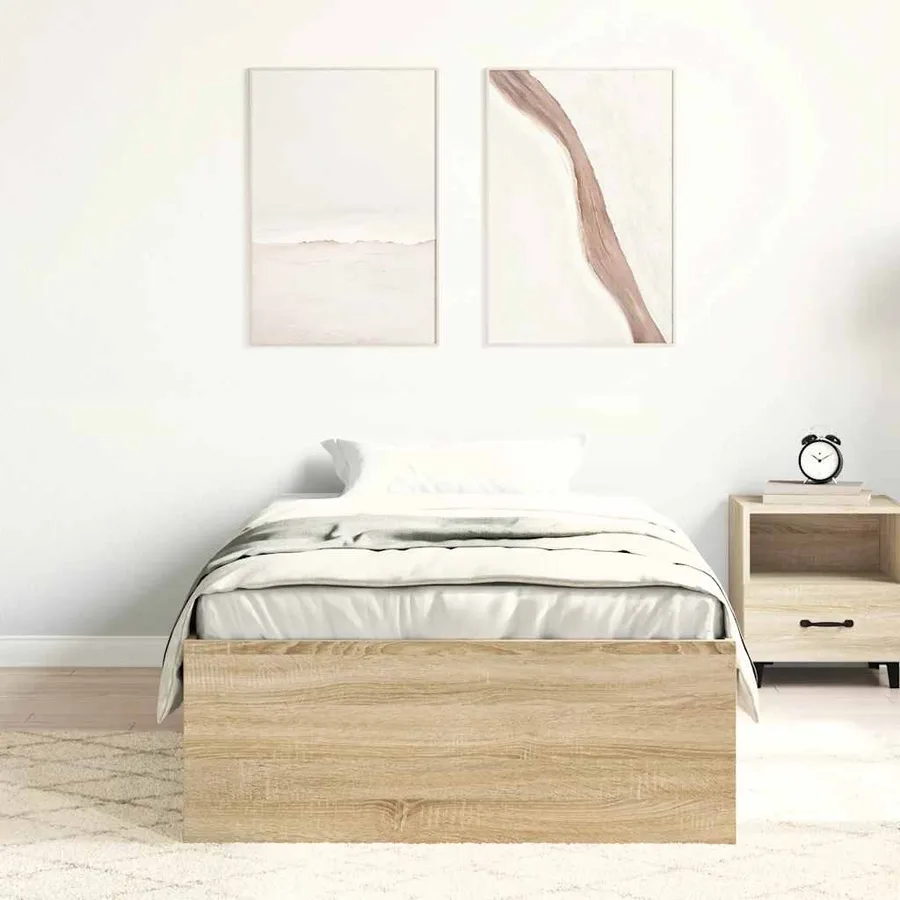Cadre de lit sans matelas chêne sonoma 90x190 cm - 3
