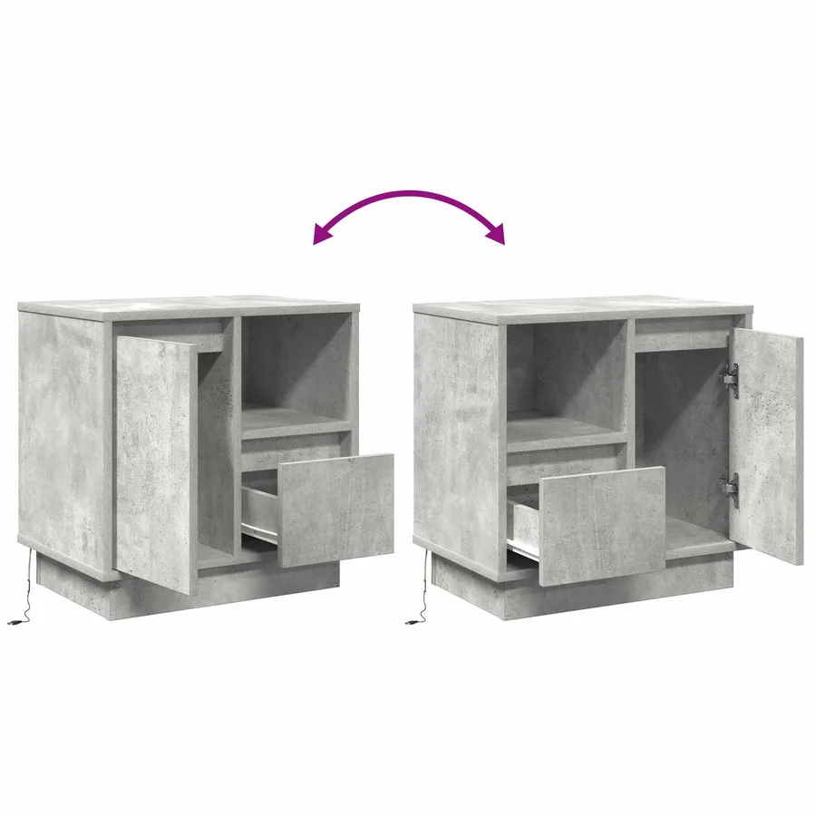 Cabinet de chevet avec tiroir Gris béton 50 x 34,5 x 50 cm. - 9
