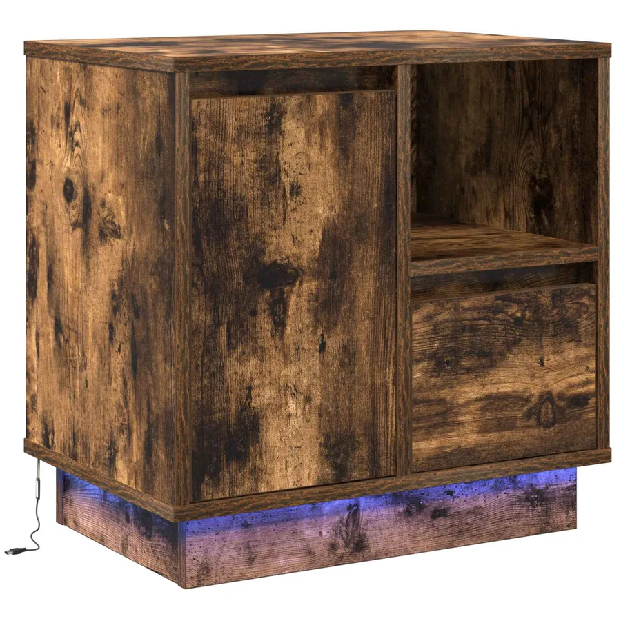Cabinet de chevet avec tiroir Chêne fumé 50 x 34,5 x 50 cm. - 2