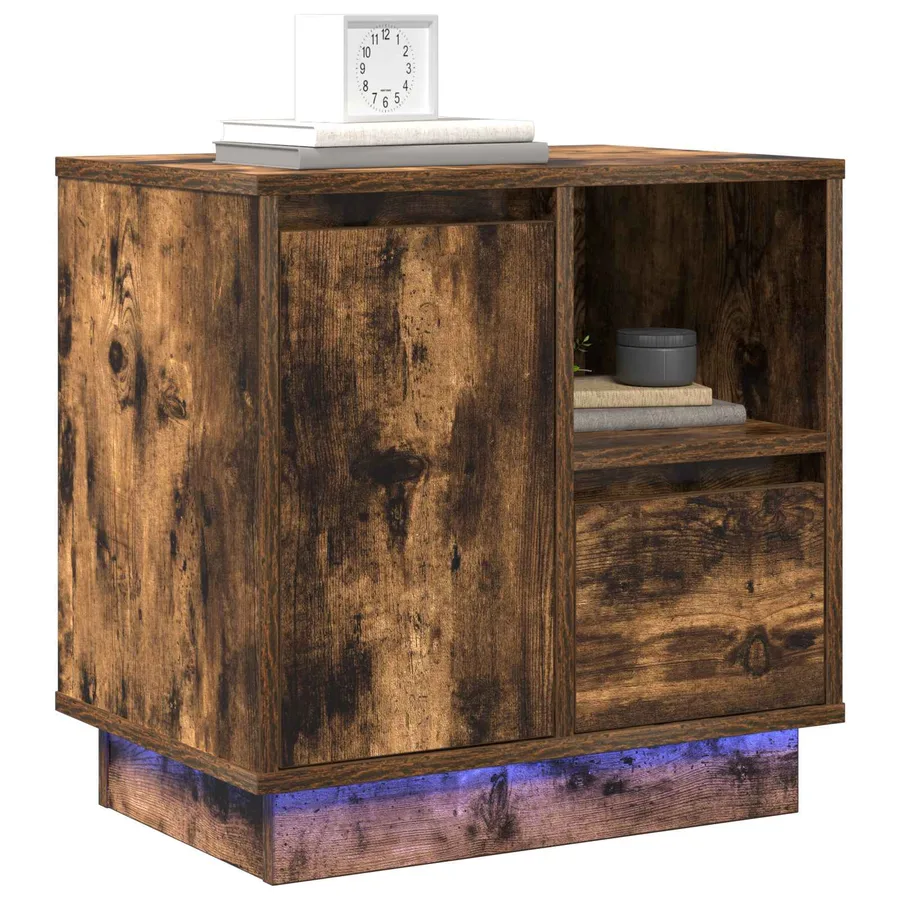 Cabinet de chevet avec tiroir Chêne fumé 50 x 34,5 x 50 cm. - 3