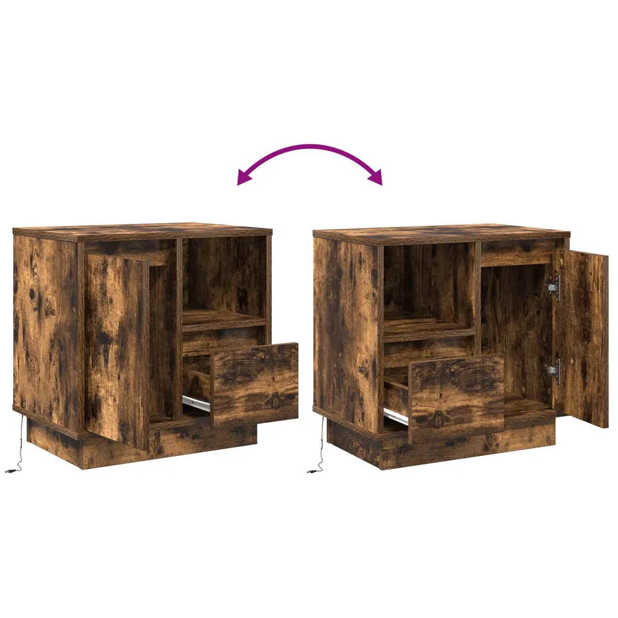 Cabinet de chevet avec tiroir Chêne fumé 50 x 34,5 x 50 cm. - 9