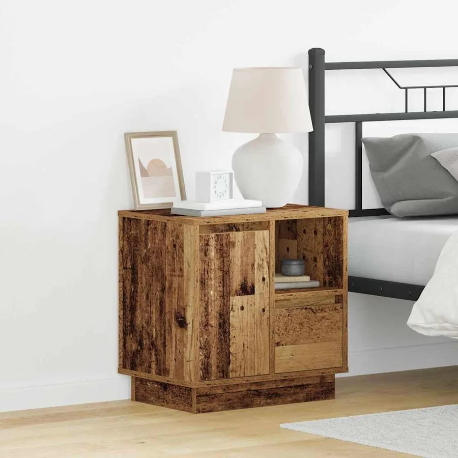 Cabinet de chevet avec tiroir Bois ancien 50 x 34,5 x 50 cm.