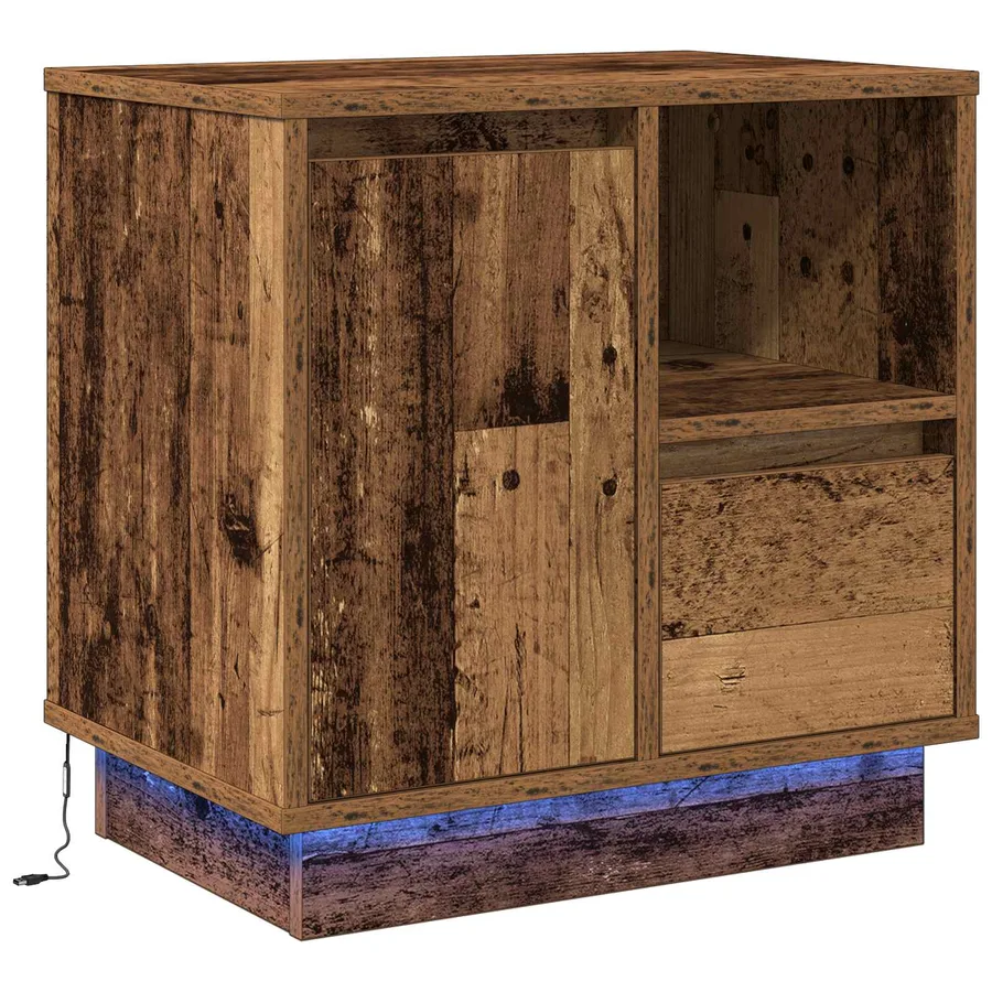 Cabinet de chevet avec tiroir Bois ancien 50 x 34,5 x 50 cm. - 2