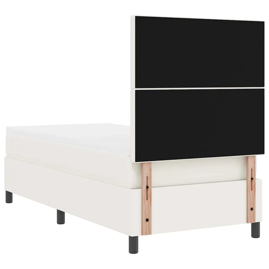 Lit à ressorts avec tête de lit Crème et Blanc 100 x 200 cm - 9