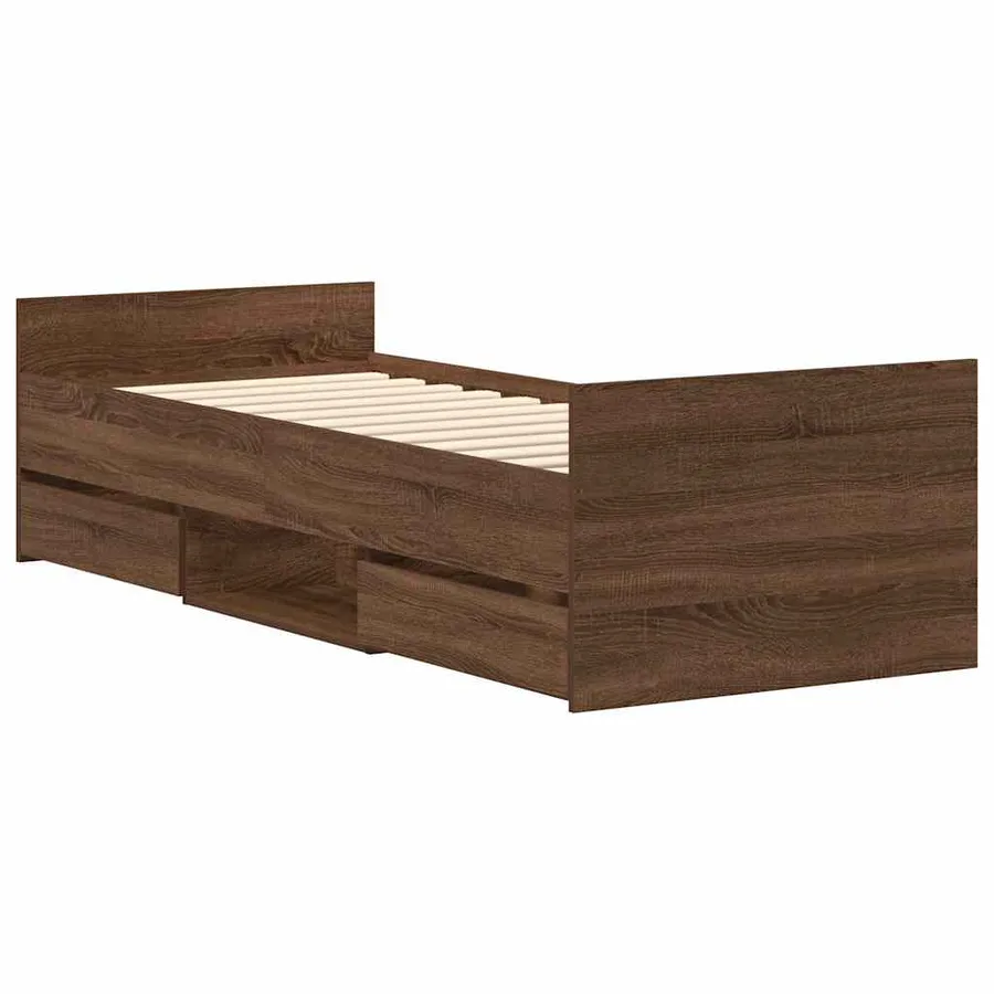 Cadre de lit sans matelas chêne marron 90x200 cm - 8