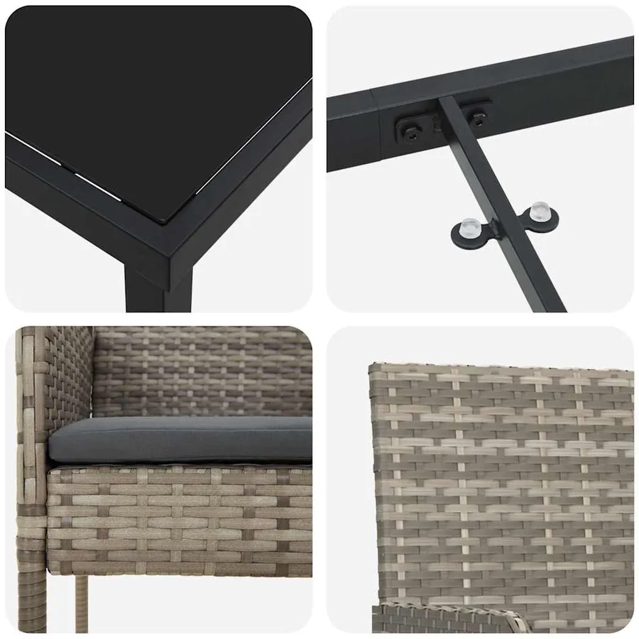 Ensemble de salle à manger pour jardin 7 pcs Gris polyrotin - 9