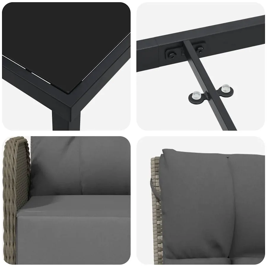 Ensemble de salle à manger pour jardin 7 pcs Gris polyrotin - 9