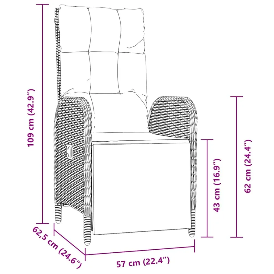 Ensemble de salle à manger pour jardin 9 pcs Noir polyrotin - 8