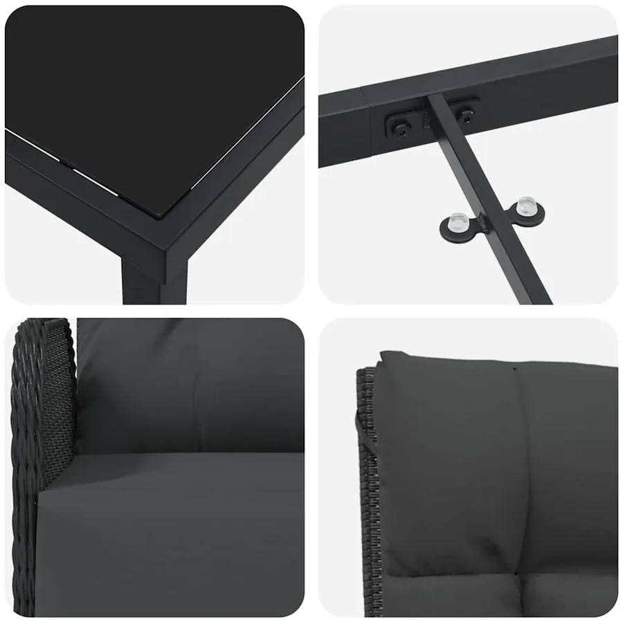 Ensemble de salle à manger pour jardin 9 pcs Noir polyrotin - 9