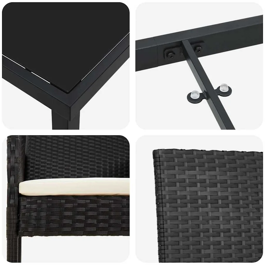 Ensemble de salle à manger pour jardin 9 pcs Noir polyrotin - 9