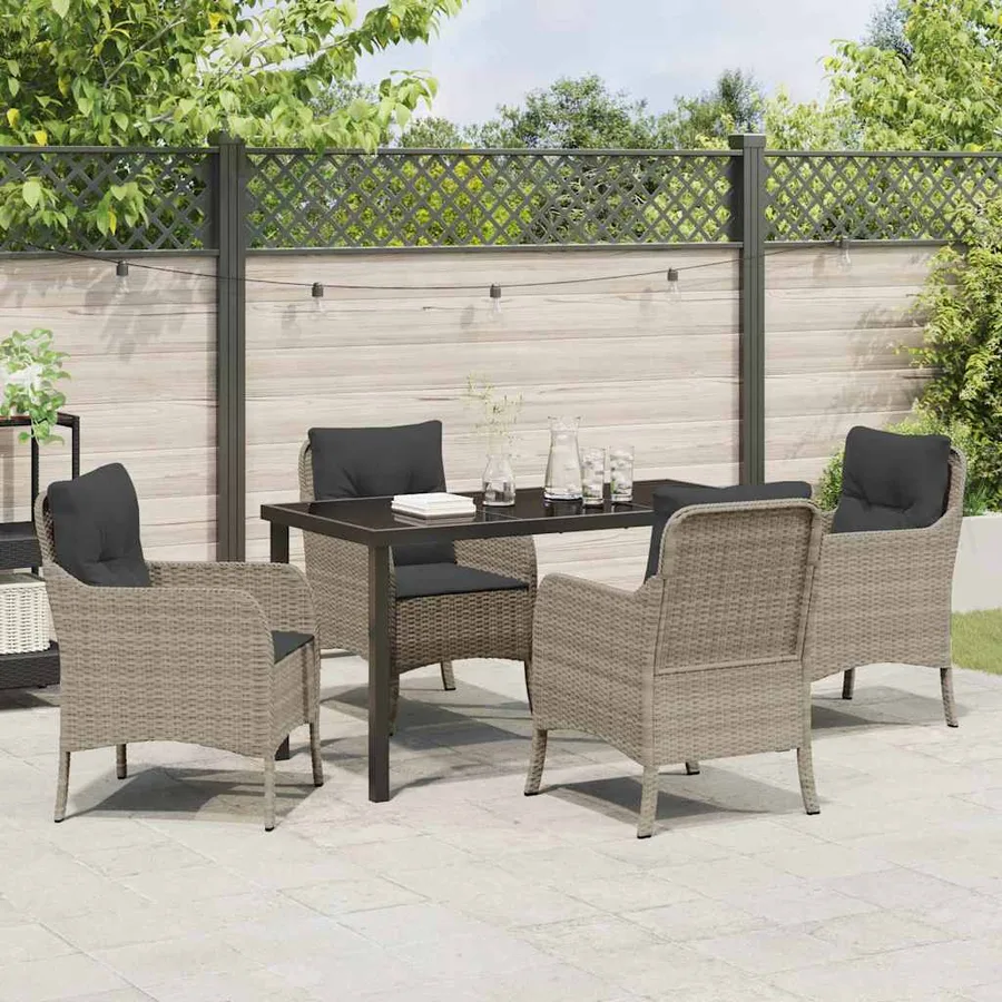 Ensemble de salle à manger pour jardin 5 pcs Gris clair - 4