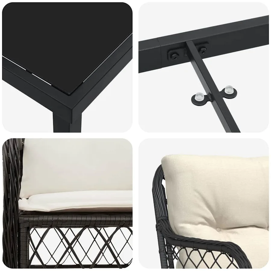Ensemble de salle à manger pour jardin 9 pcs Noir polyrotin - 9