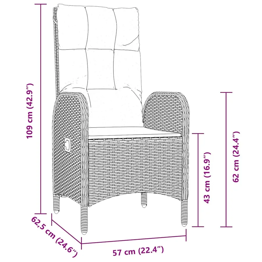 Ensemble de salle à manger pour jardin 7 pcs Gris polyrotin - 10