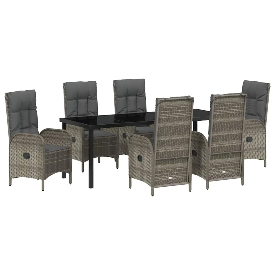 Ensemble de salle à manger pour jardin 7 pcs Gris polyrotin - 2