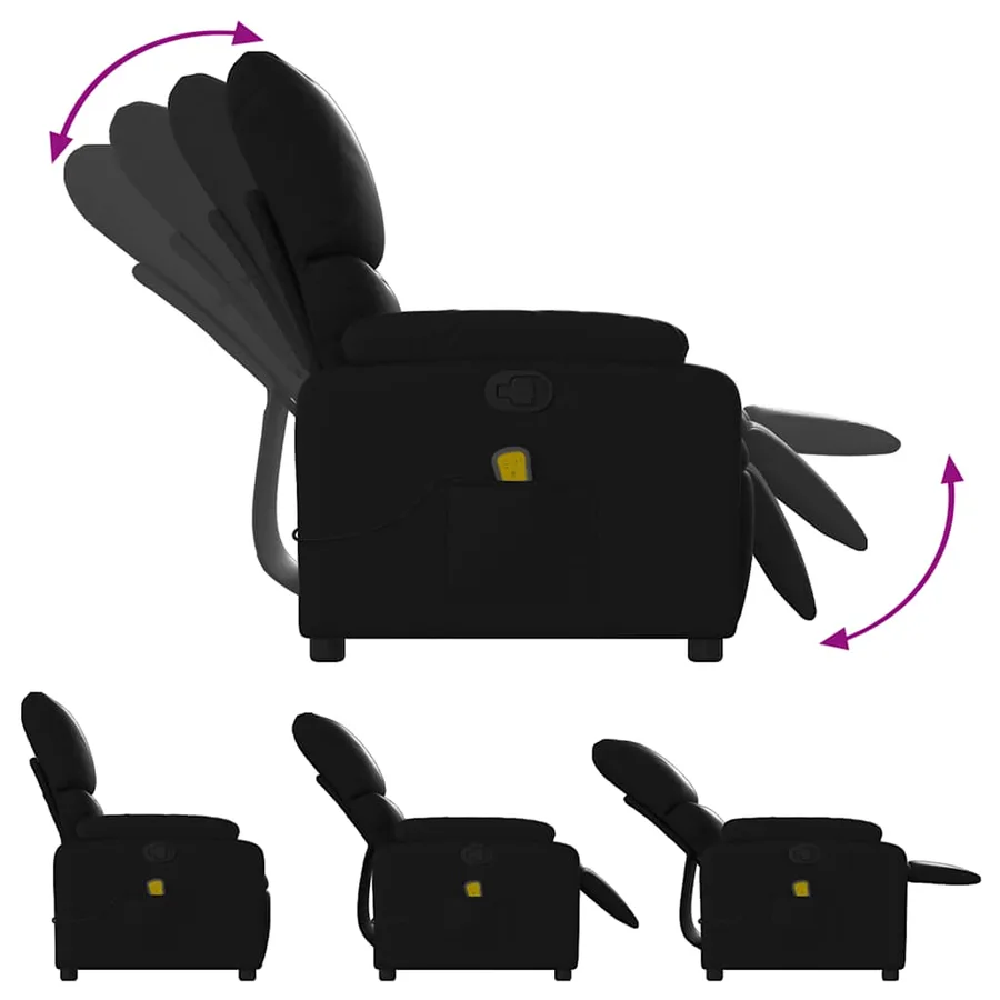 Fauteuil de massage inclinable noir similicuir - 5