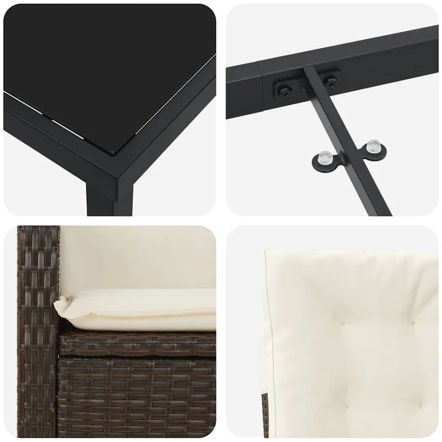 Ensemble de salle à manger pour jardin 5 pcs Marron polyrotin - 11