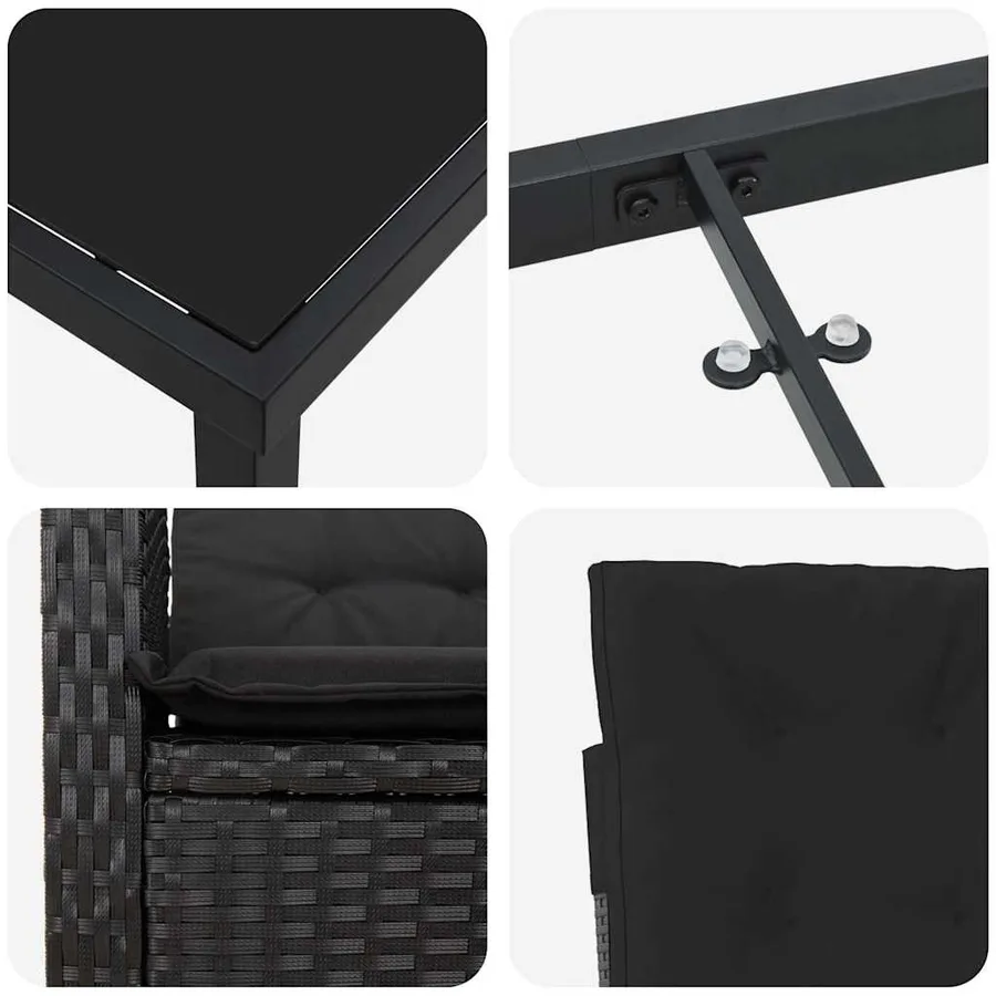 Ensemble de salle à manger pour jardin 5 pcs Noir polyrotin - 9