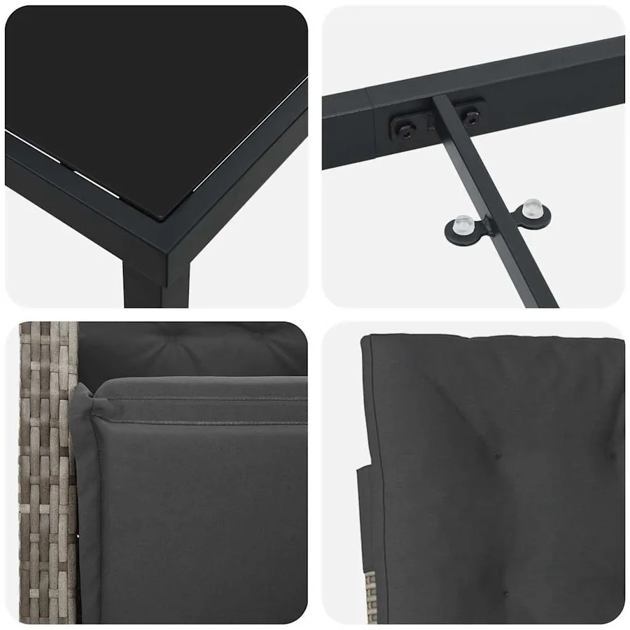 Ensemble de salle à manger pour jardin 5 pcs Gris polyrotin - 9