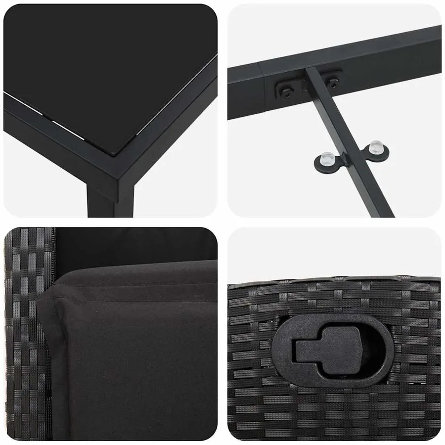 Ensemble de salle à manger pour jardin 5 pcs Noir polyrotin - 9