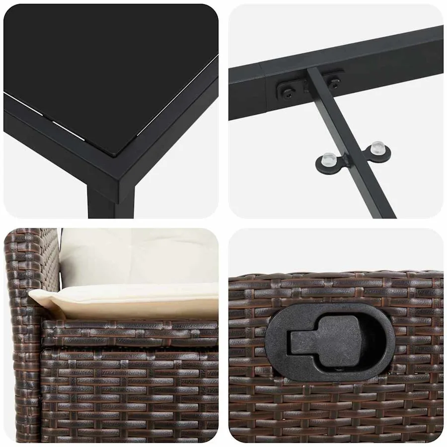 Ensemble de salle à manger pour jardin 7 pcs Marron polyrotin - 9