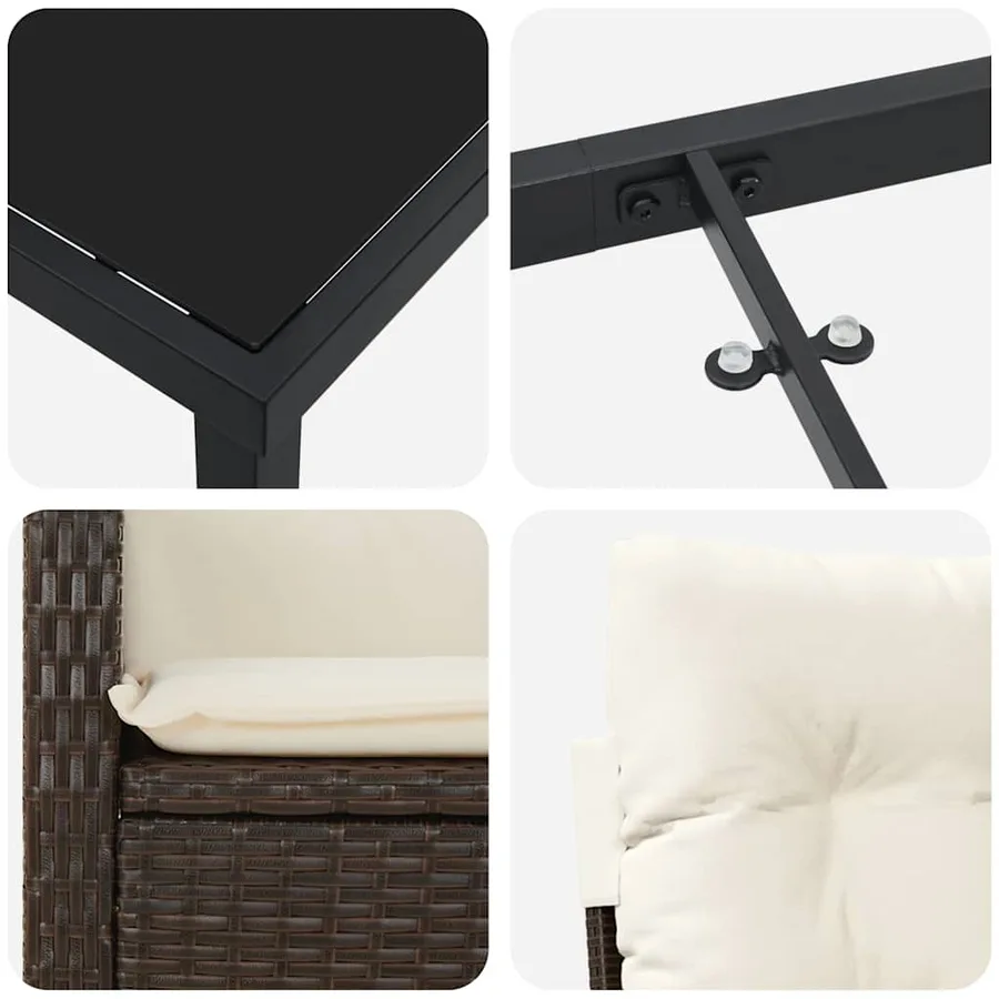 Ensemble de salle à manger pour jardin 7 pcs Marron polyrotin - 9