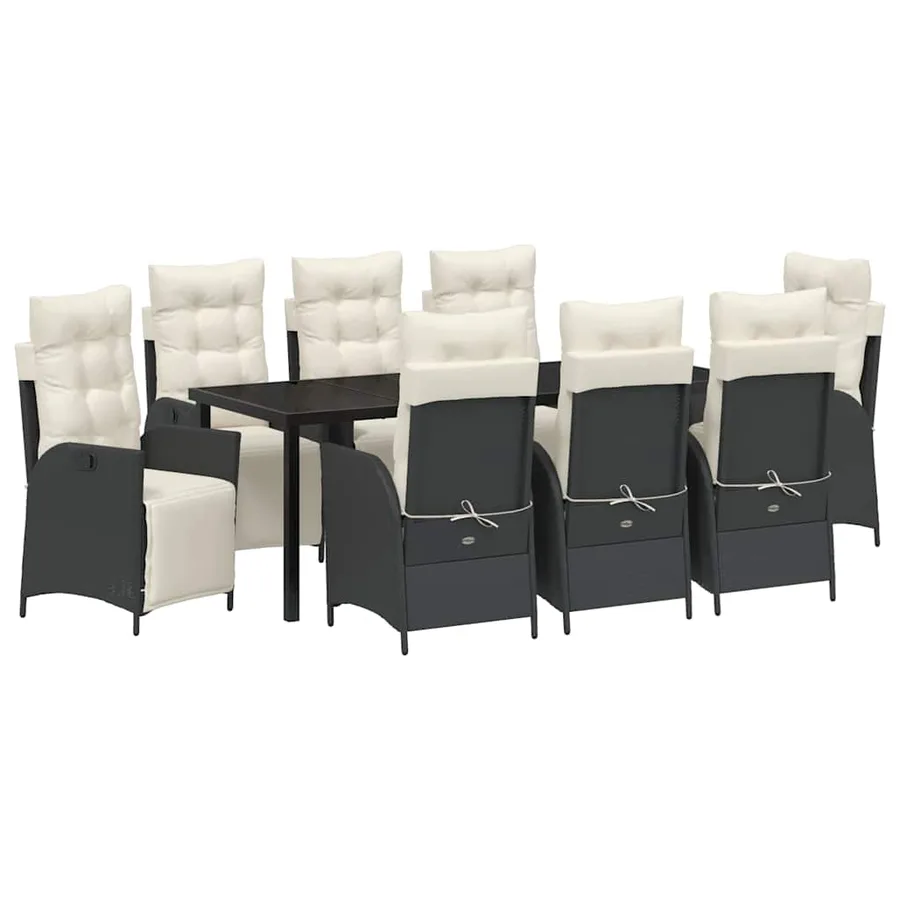 Ensemble de salle à manger pour jardin 9 pcs Noir polyrotin - 2