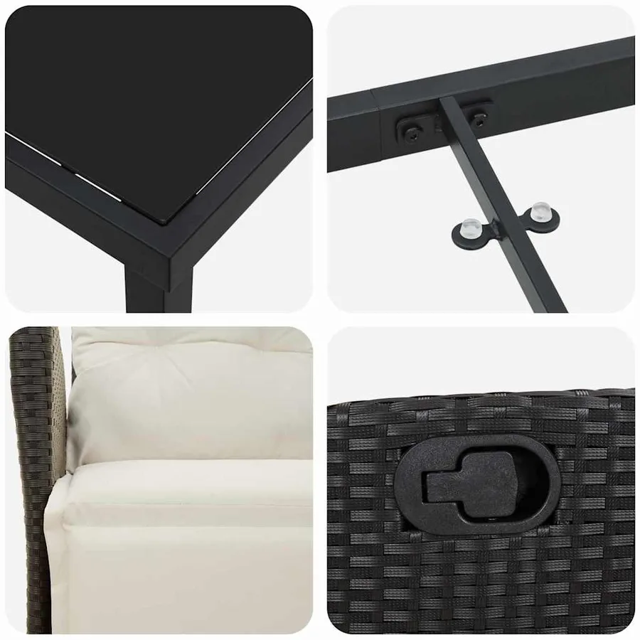 Ensemble de salle à manger pour jardin 9 pcs Noir polyrotin - 9