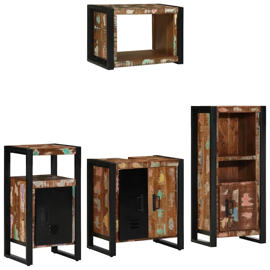 Ensemble de mobilier de salle de bain 4 pcs Bois Recyclé Solide