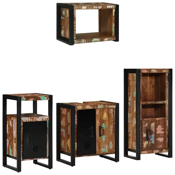 Ensemble de mobilier de salle de bain 4 pcs Bois Recyclé Solide