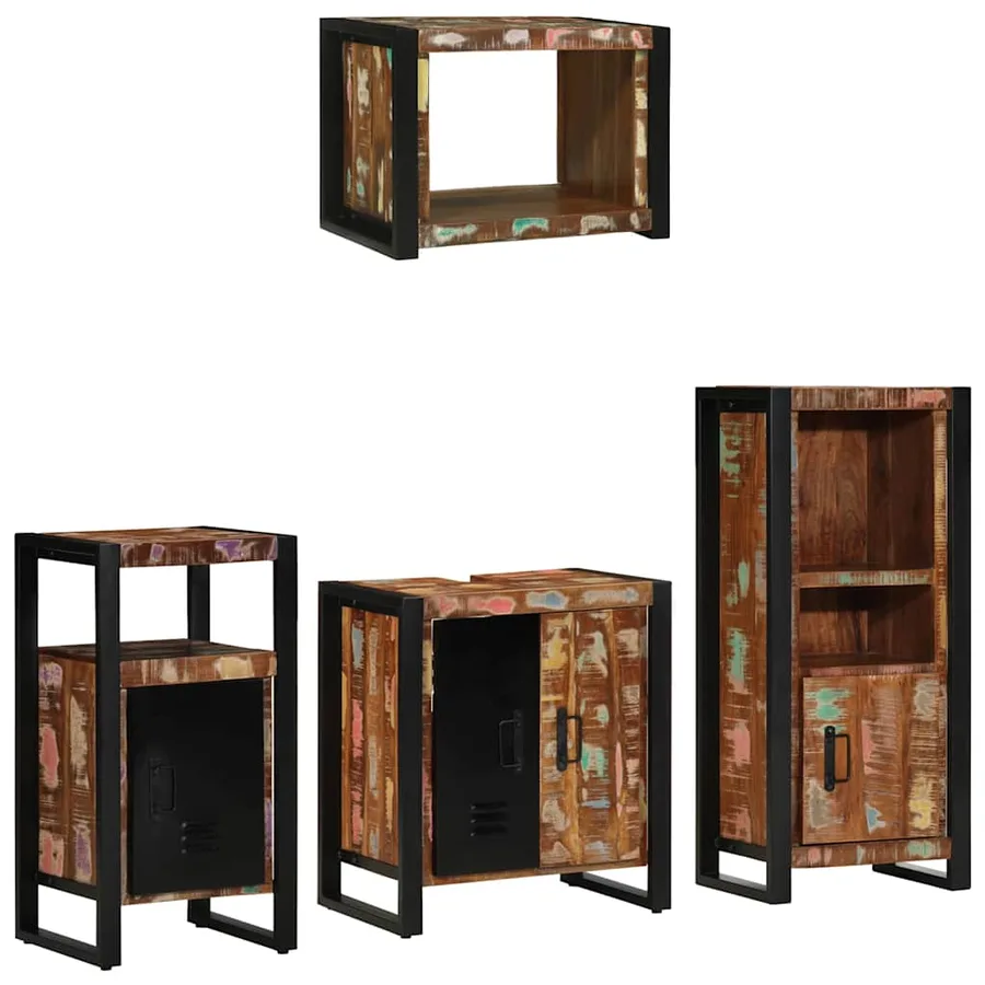 Ensemble de mobilier de salle de bain 4 pcs Bois Recyclé Solide - 2