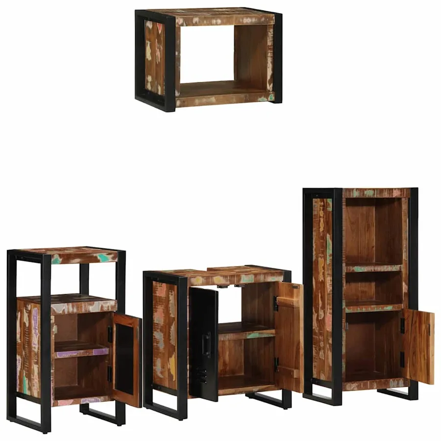 Ensemble de mobilier de salle de bain 4 pcs Bois Recyclé Solide - 3
