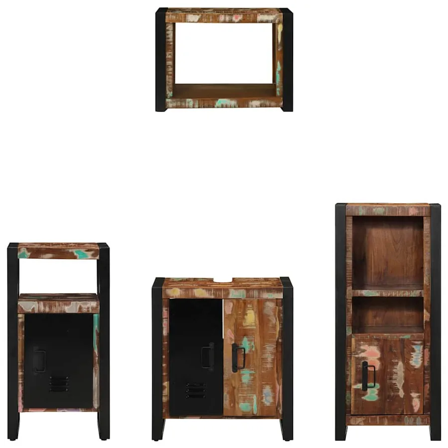 Ensemble de mobilier de salle de bain 4 pcs Bois Recyclé Solide - 6