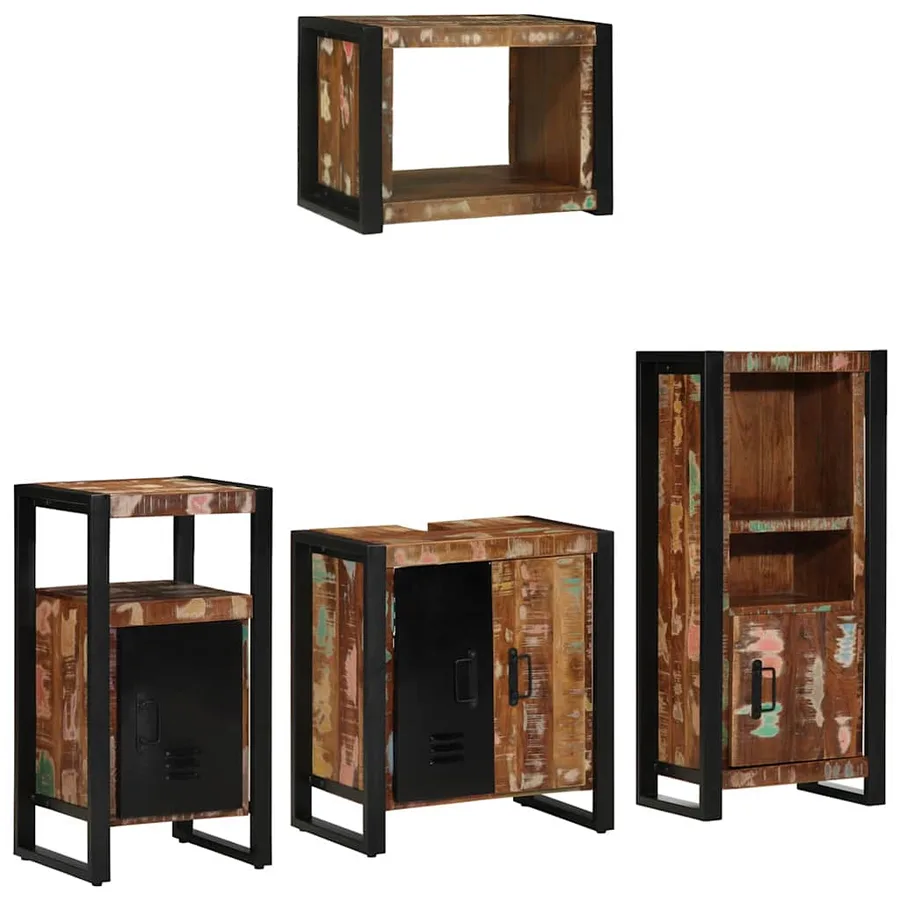Ensemble de mobilier de salle de bain 4 pcs Bois Recyclé Solide - 8