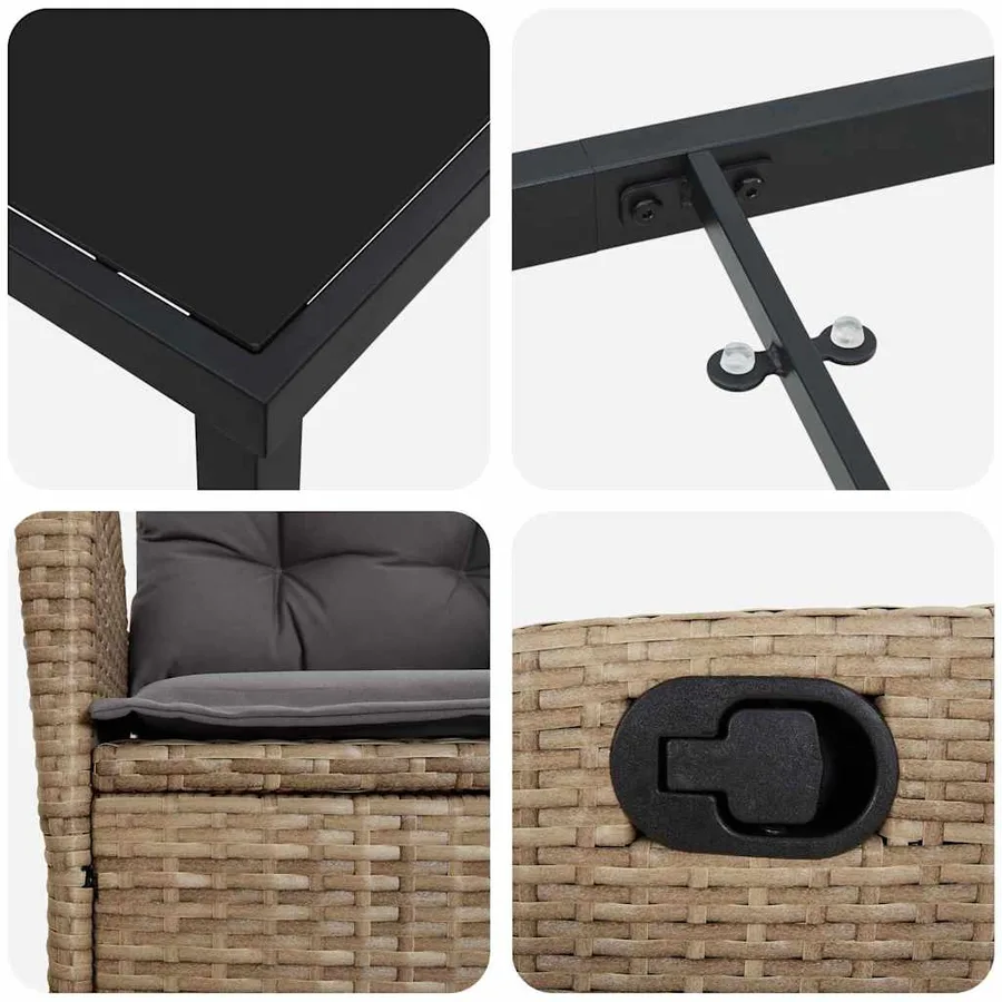 Ensemble de salle à manger pour jardin 9 pcs Beige polyrotin - 9