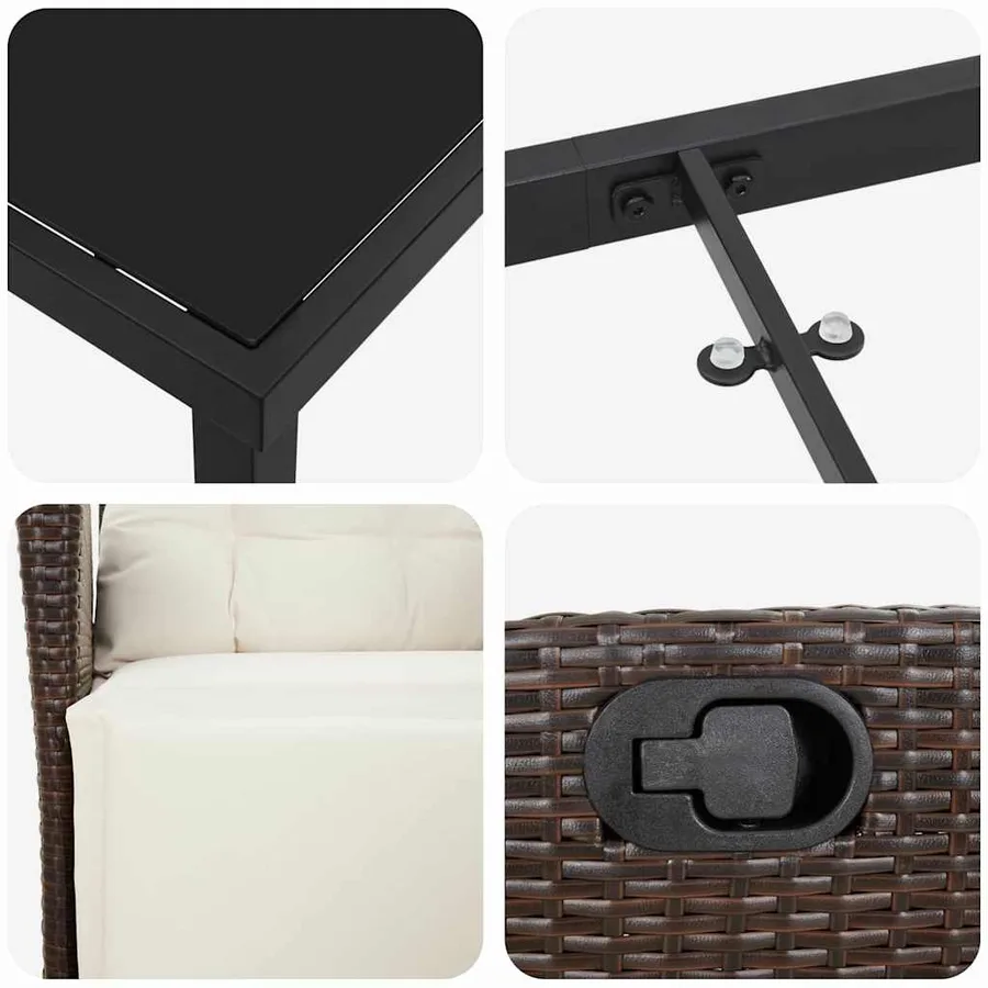 Ensemble de salle à manger pour jardin 7 pcs Marron polyrotin - 9
