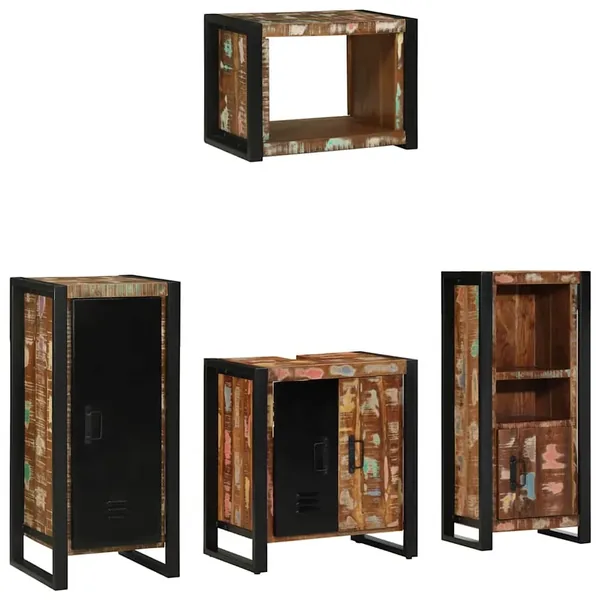 Ensemble de mobilier de salle de bain 4 pcs Bois Recyclé Solide