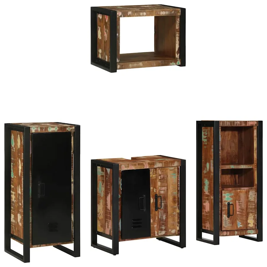 Ensemble de mobilier de salle de bain 4 pcs Bois Recyclé Solide - 2