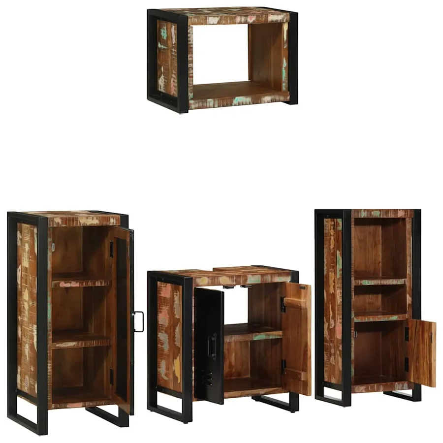 Ensemble de mobilier de salle de bain 4 pcs Bois Recyclé Solide - 3