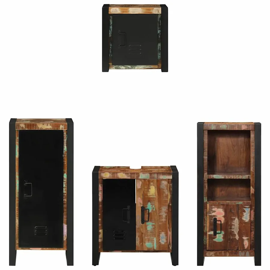 Ensemble de mobilier de salle de bain 4 pcs Bois Recyclé Solide - 6